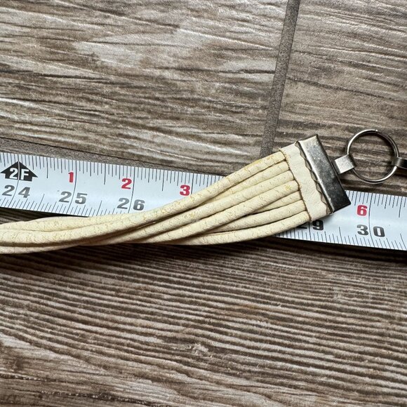 Vintage Multi Strand White Leather Silver Bead Womens Belt 80s Bohemian Fairy - Picture 8 of 8